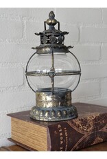 JB Miscellaneous - Tinnen Decoratieve Lantaarn met Glazen Kaarsouder