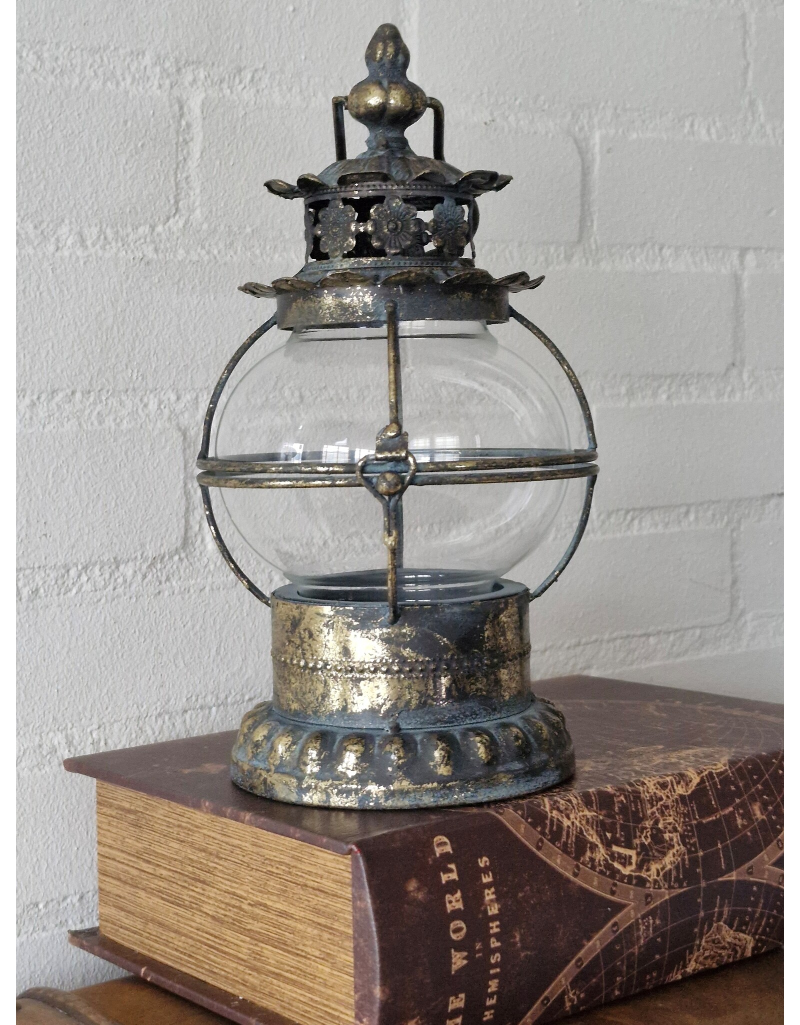 JB Miscellaneous -  Tin Decorative Lantern with Glass Candle Holder