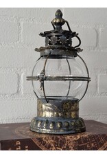 JB Miscellaneous - Tinnen Decoratieve Lantaarn met Glazen Kaarsouder