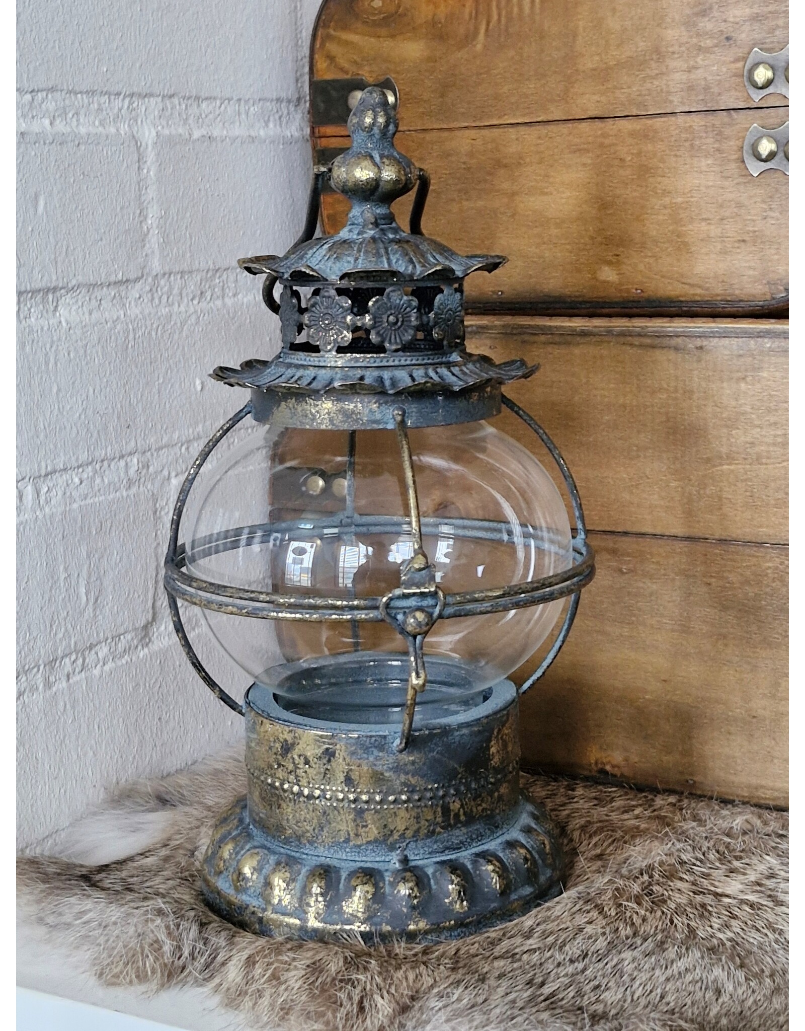 JB Miscellaneous -  Tin Decorative Lantern with Glass Candle Holder