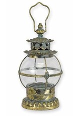 JB Miscellaneous - Tinnen Decoratieve Lantaarn met Glazen Kaarsouder