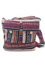 Trukado Fashion bags - Hobo bag Woven Fabric with Ethnic Pattern Bordeaux