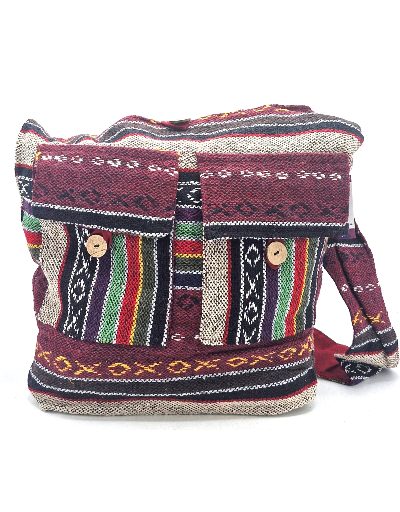 Trukado Fashion bags - Hobo bag Woven Fabric with Ethnic Pattern Bordeaux
