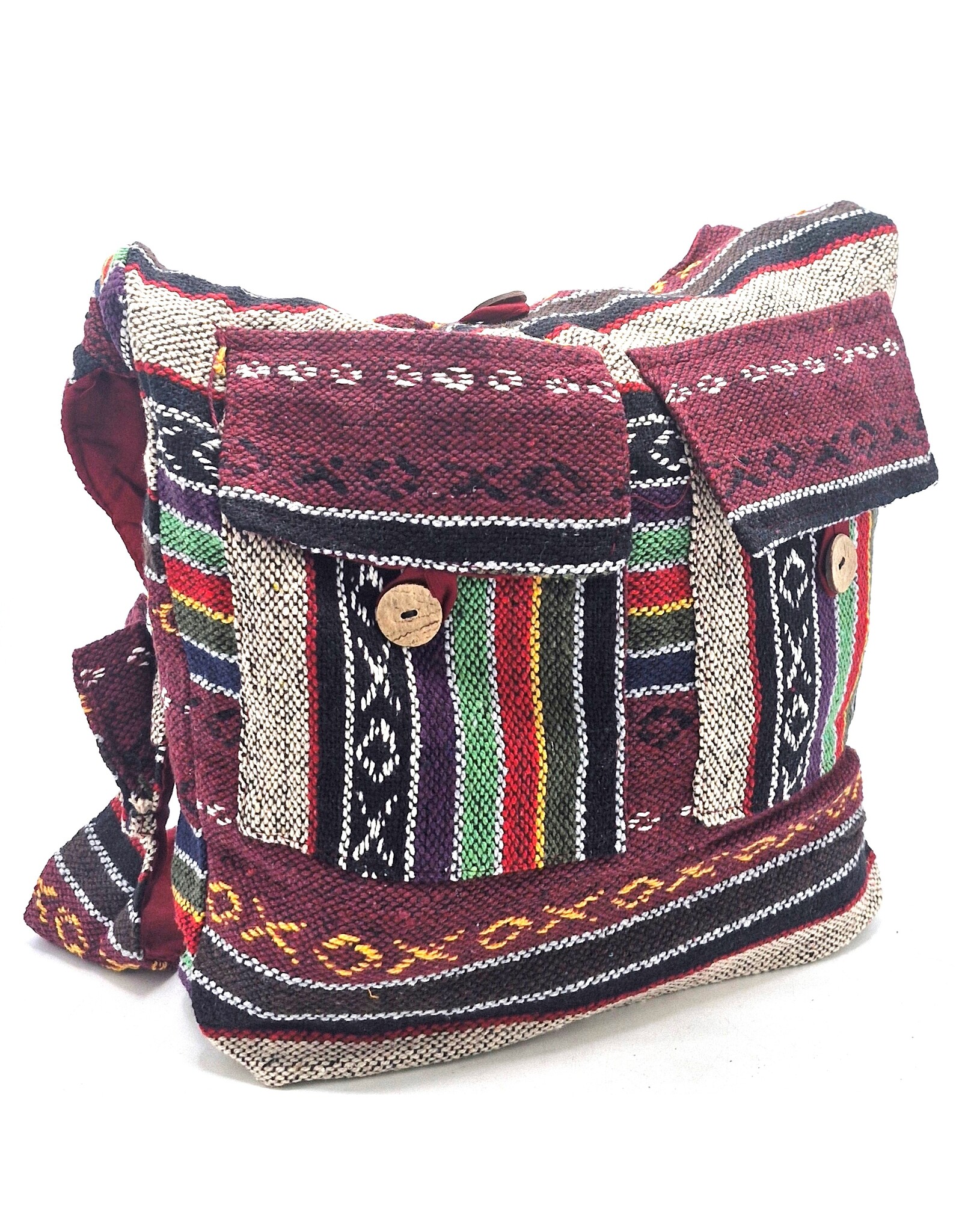 Trukado Fashion bags - Hobo bag Woven Fabric with Ethnic Pattern Bordeaux