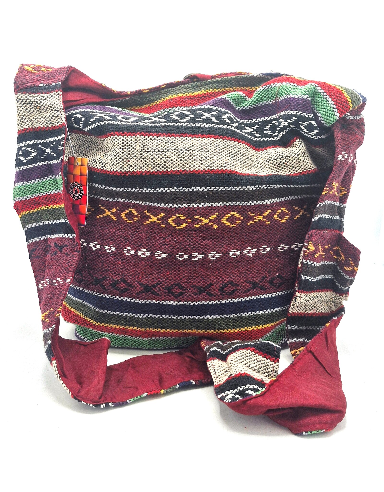 Trukado Fashion bags - Hobo bag Woven Fabric with Ethnic Pattern Bordeaux