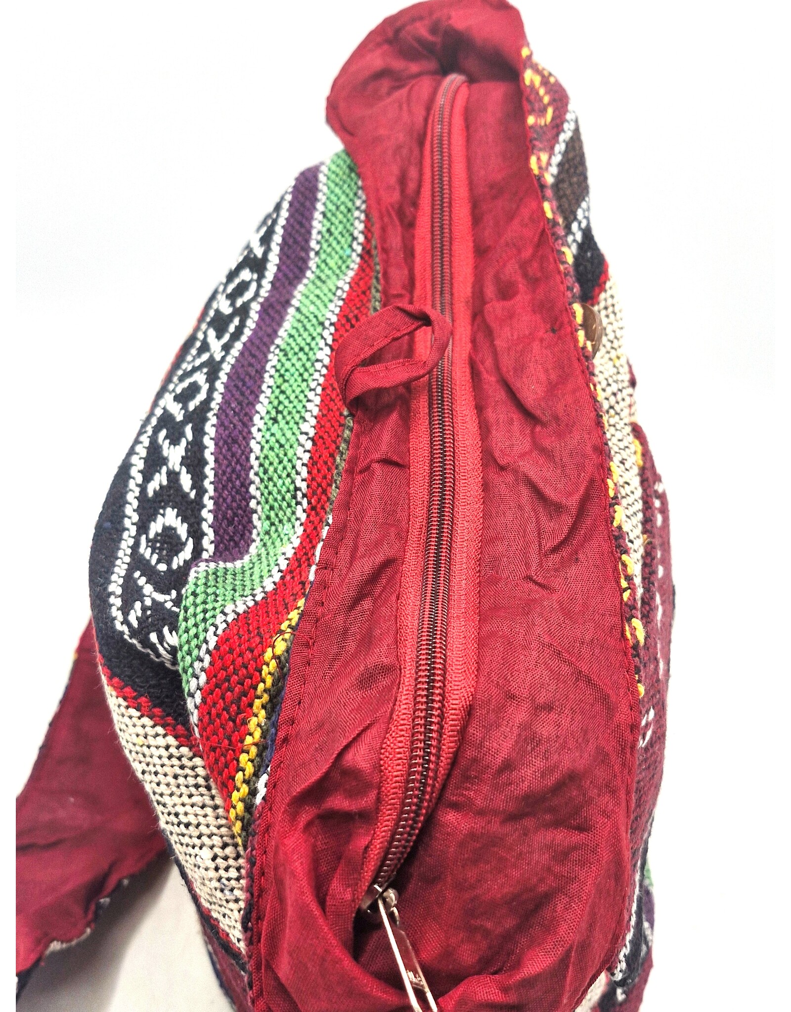 Trukado Fashion bags - Hobo bag Woven Fabric with Ethnic Pattern Bordeaux