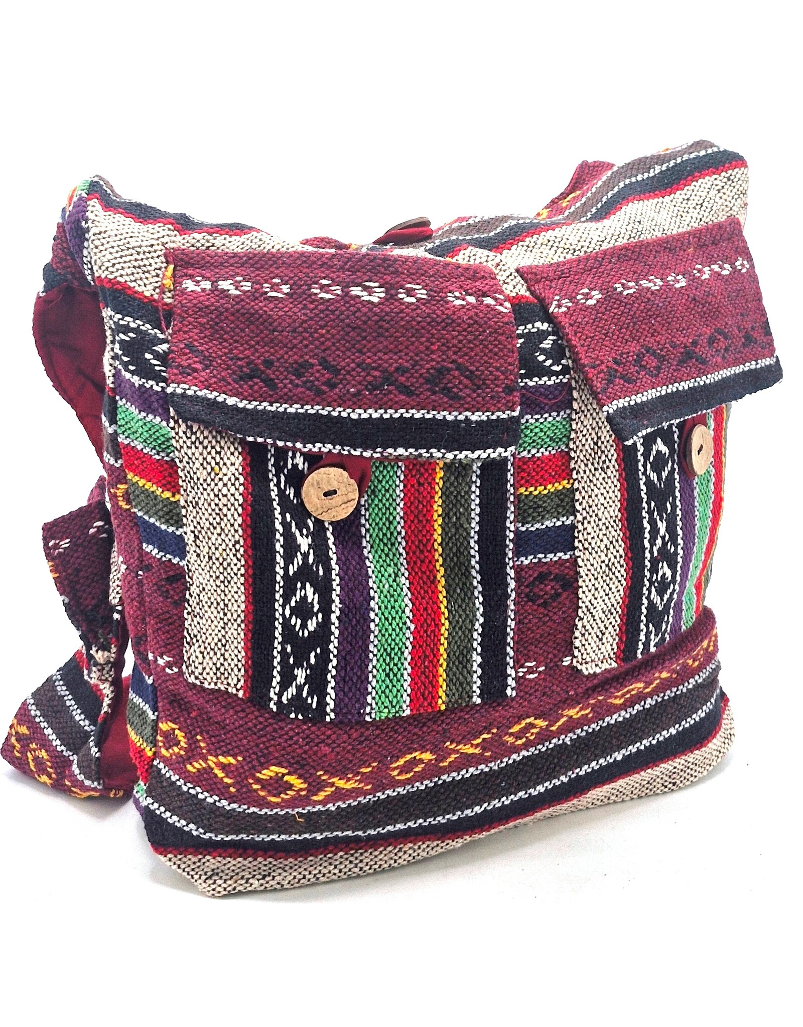 Trukado Fashion bags - Hobo bag Woven Fabric with Ethnic Pattern Bordeaux