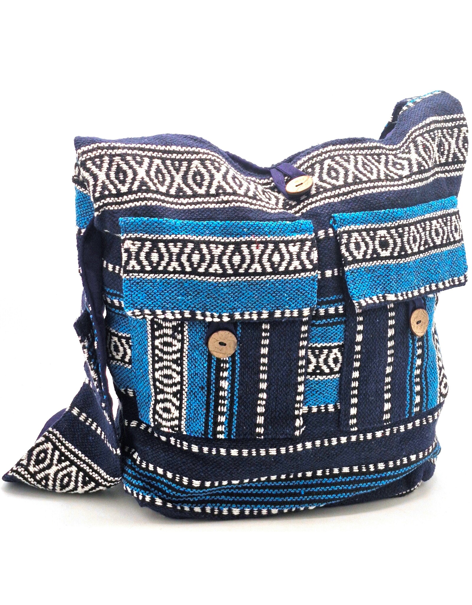 Trukado Fashion bags - Hobo bag Woven Fabric with Ethnic Pattern  Blue