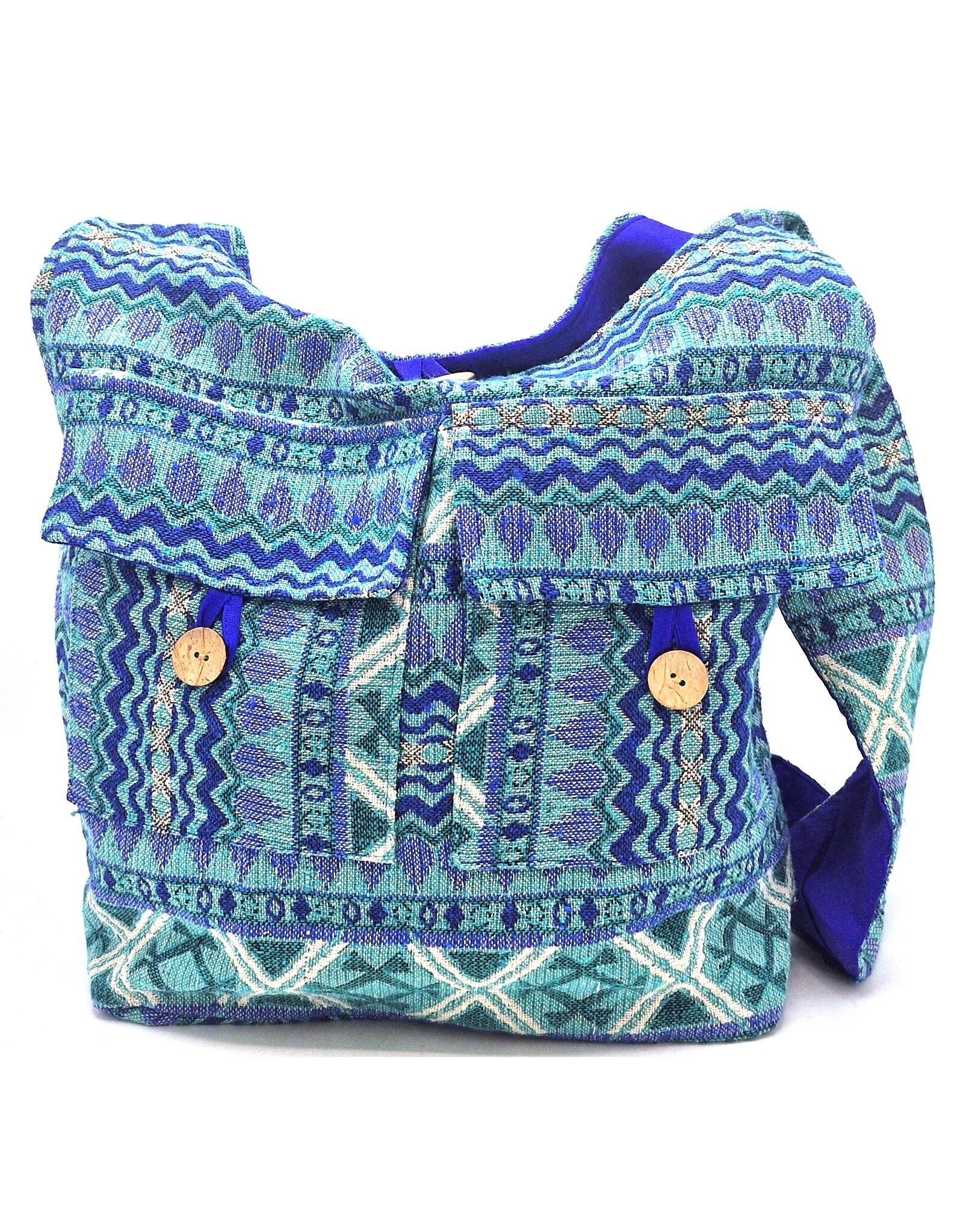 Trukado Fashion bags - Hobo bag Woven Fabric with Ethnic Pattern Turquoise-Blue