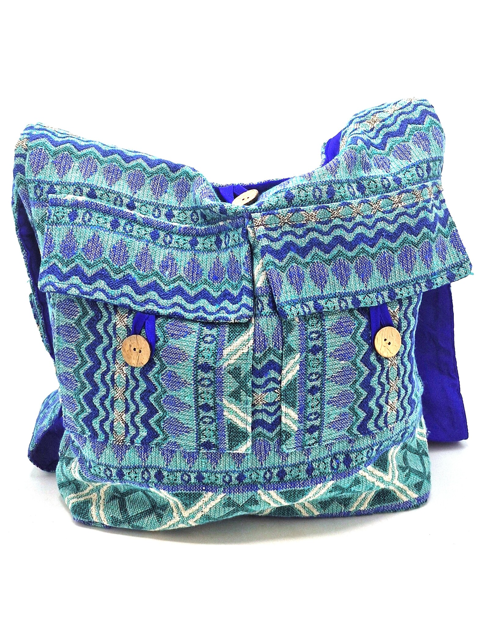 Trukado Fashion bags - Hobo bag Woven Fabric with Ethnic Pattern Turquoise-Blue