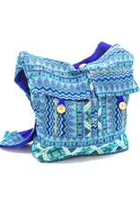 Trukado Fashion bags - Hobo bag Woven Fabric with Ethnic Pattern Turquoise-Blue