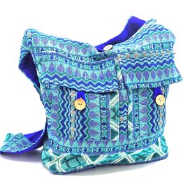 Trukado Hobo bag Woven Fabric with Ethnic Pattern Turquoise-Blue