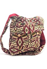 Trukado Fashion bags - Hobo bag Woven Fabric with Ethnic Pattern  Bordeaux-green-mustard