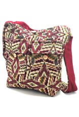 Trukado Fashion bags - Hobo bag Woven Fabric with Ethnic Pattern  Bordeaux-green-mustard