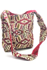 Trukado Fashion bags - Hobo bag Woven Fabric with Ethnic Pattern  Bordeaux-green-mustard