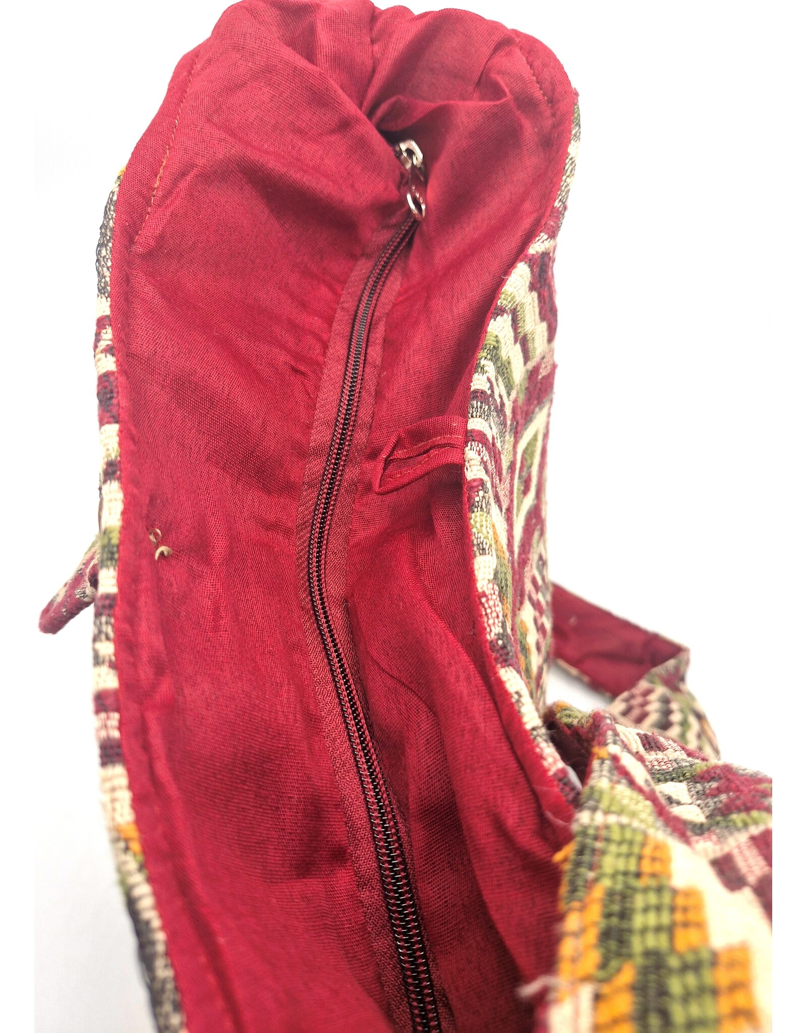 Trukado Fashion bags - Hobo bag Woven Fabric with Ethnic Pattern  Bordeaux-green-mustard