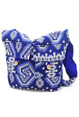 Trukado Fashion bags - Hobo bag Woven Fabric with Ethnic Pattern  Blue-white