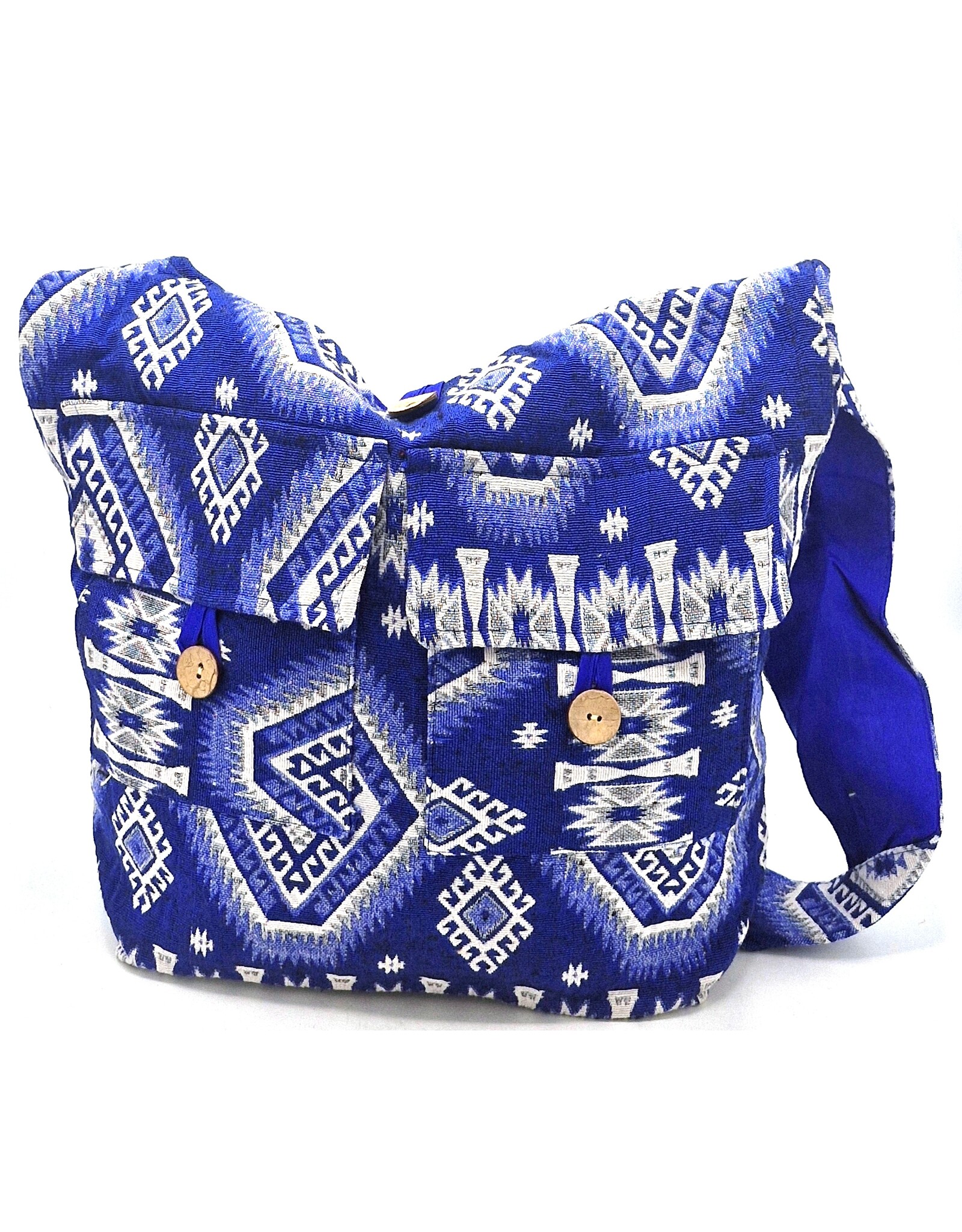Trukado Modieus - Hobotas Geweven Stof met Etnisch Patroon Blauw-wit