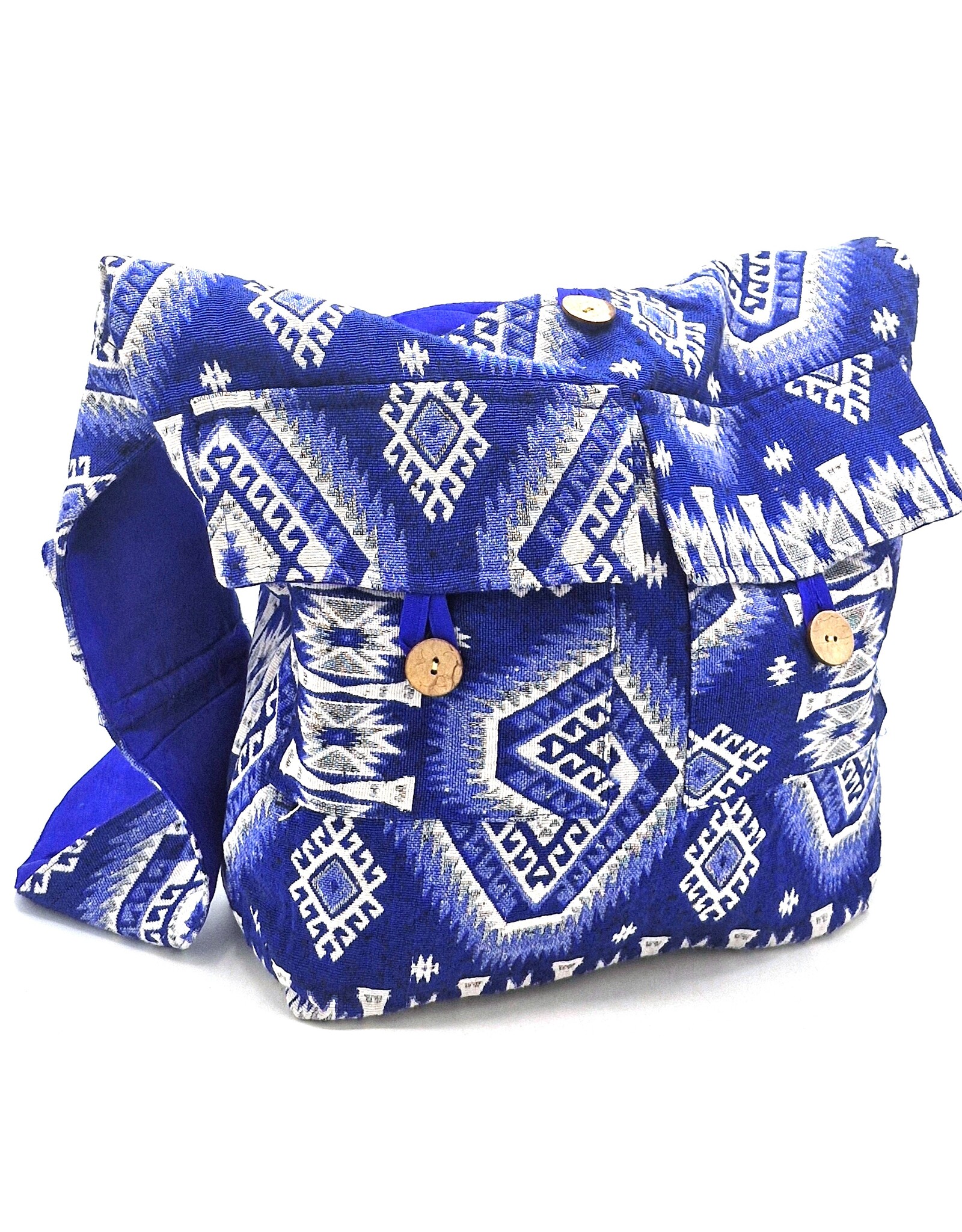 Trukado Modieus - Hobotas Geweven Stof met Etnisch Patroon Blauw-wit