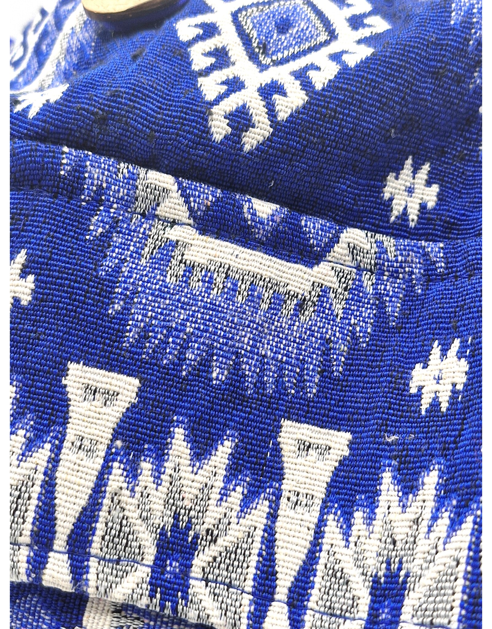 Trukado Modieus - Hobotas Geweven Stof met Etnisch Patroon Blauw-wit