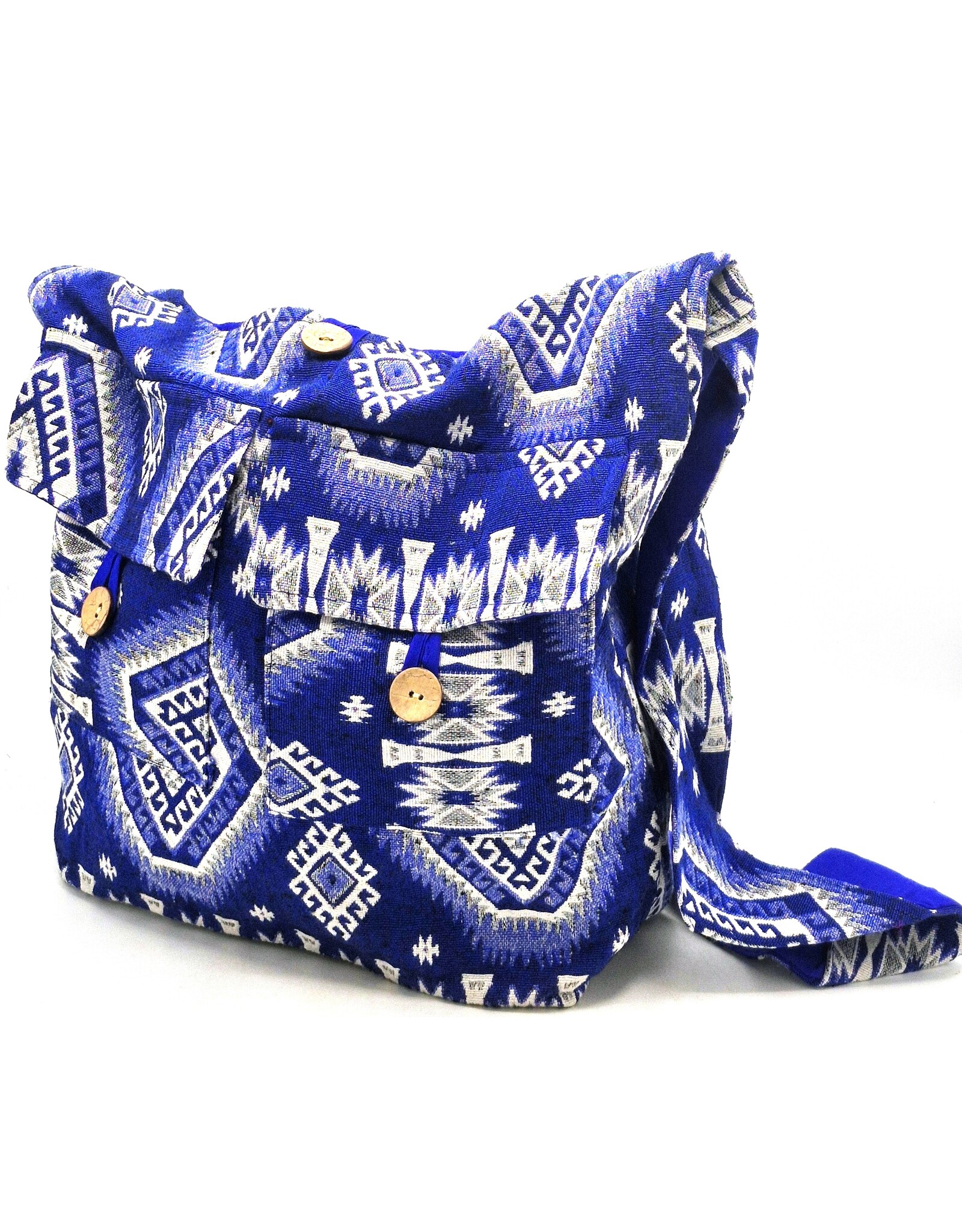 Trukado Fashion bags - Hobo bag Woven Fabric with Ethnic Pattern  Blue-white
