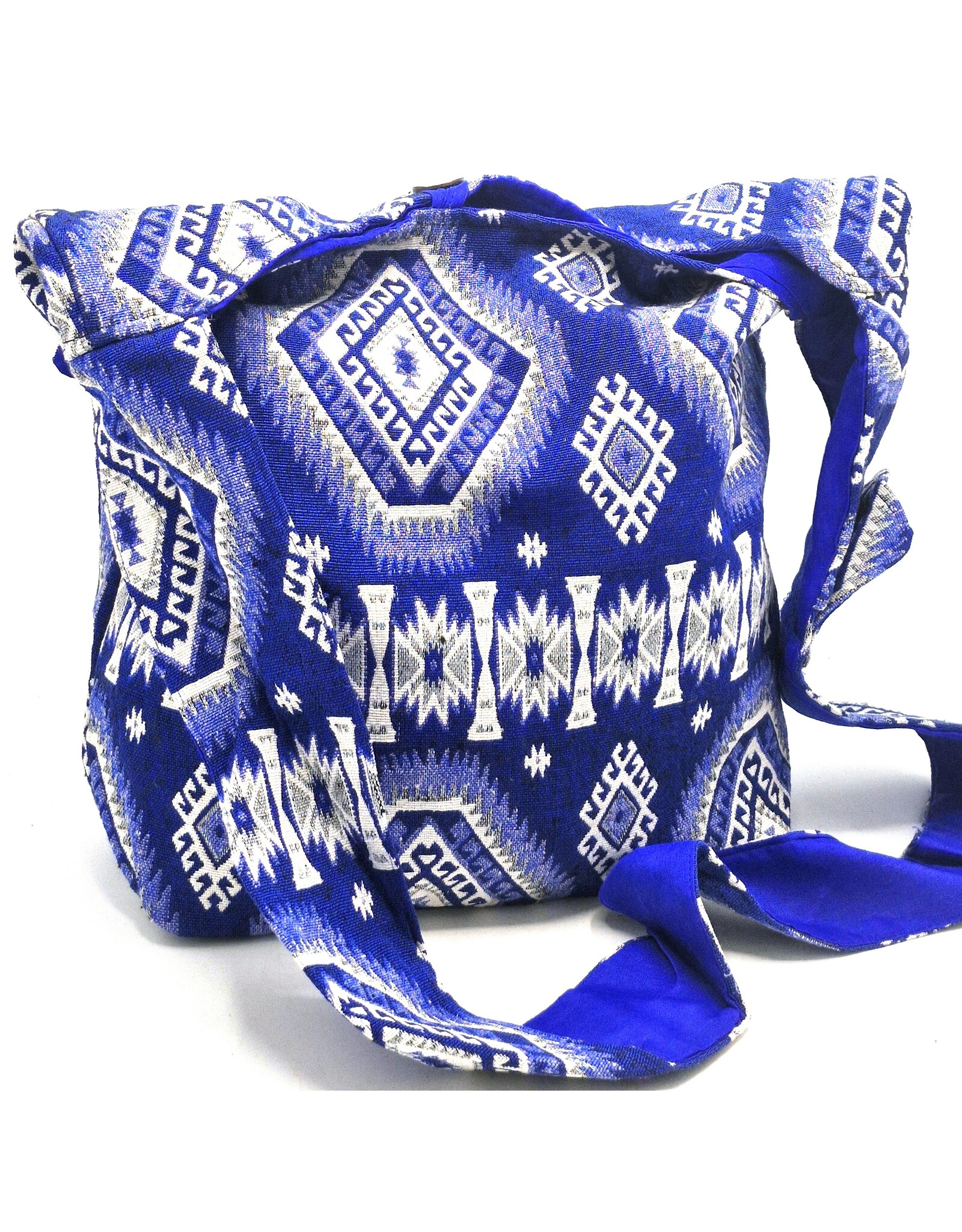 Trukado Fashion bags - Hobo bag Woven Fabric with Ethnic Pattern  Blue-white