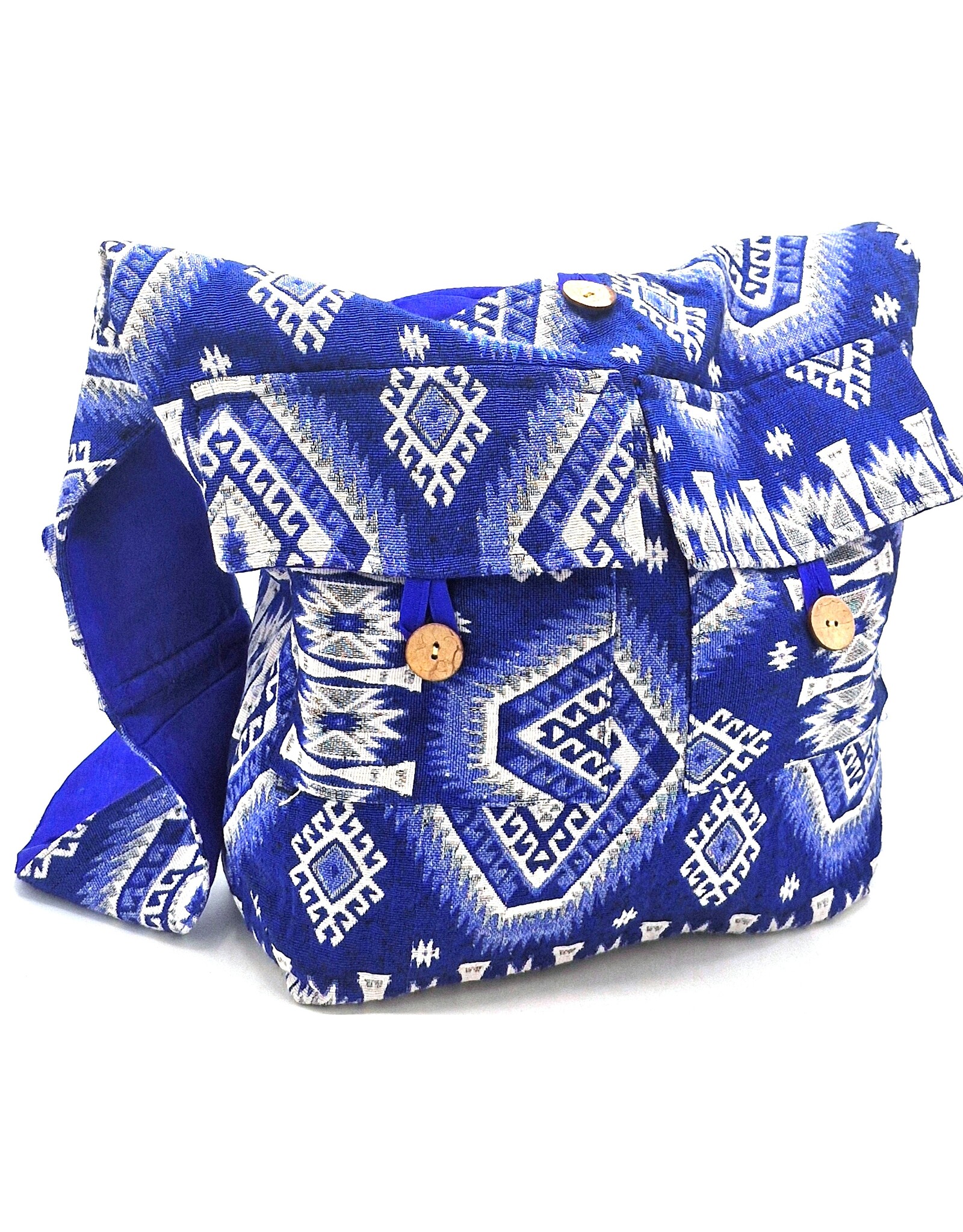 Trukado Fashion bags - Hobo bag Woven Fabric with Ethnic Pattern  Blue-white