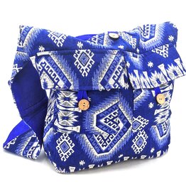 Trukado Hobotas Geweven Stof met Etnisch Patroon Blauw-wit