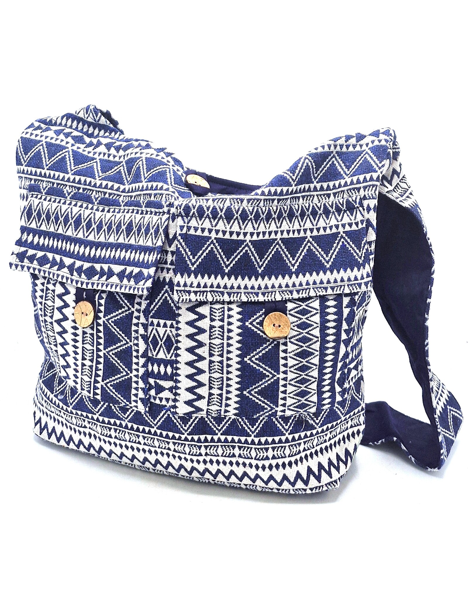 Trukado Fashion bags - Hobo bag Woven Fabric with Ethnic Pattern Denim blue