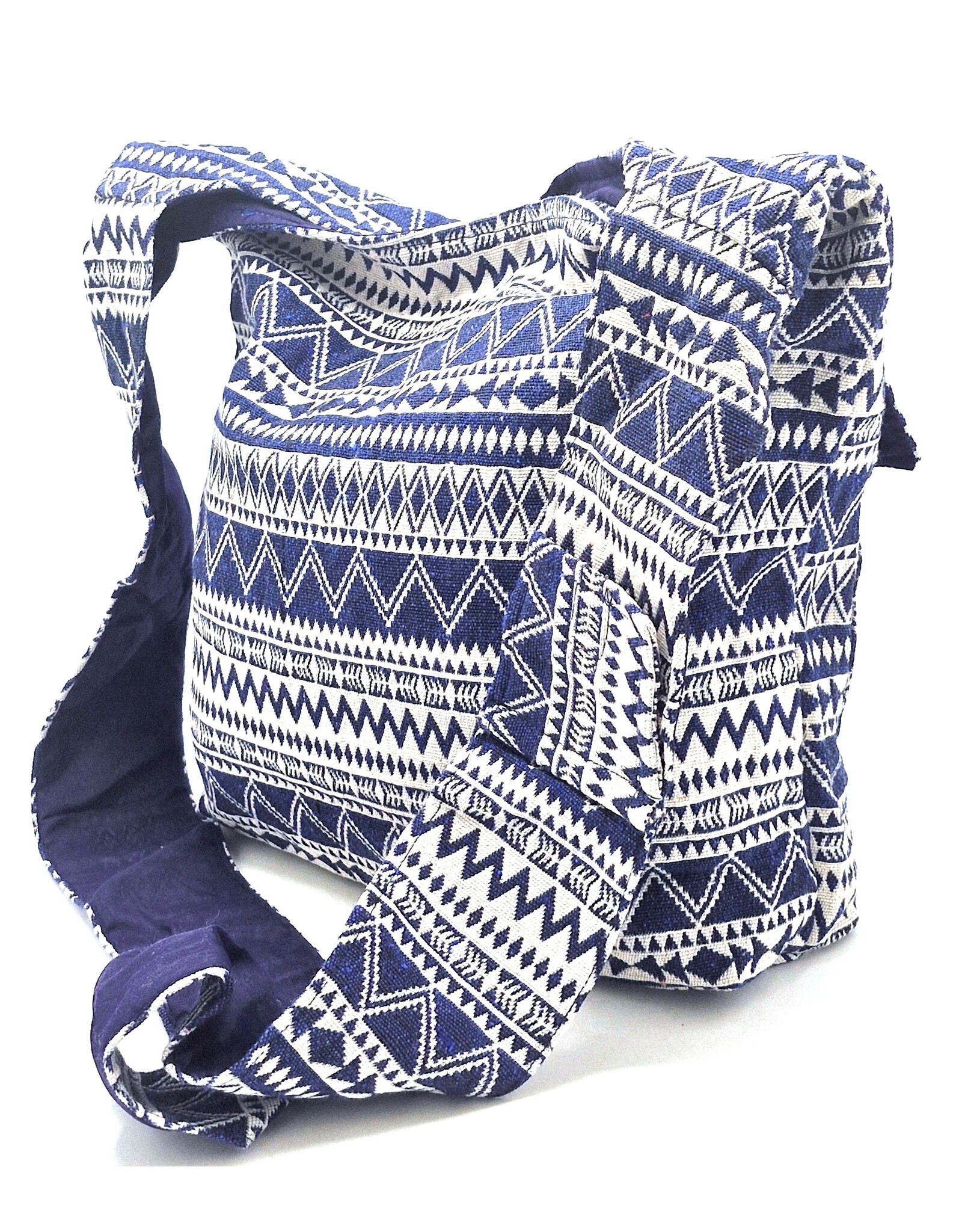 Trukado Fashion bags - Hobo bag Woven Fabric with Ethnic Pattern Denim blue