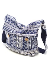 Trukado Fashion bags - Hobo bag Woven Fabric with Ethnic Pattern Denim blue