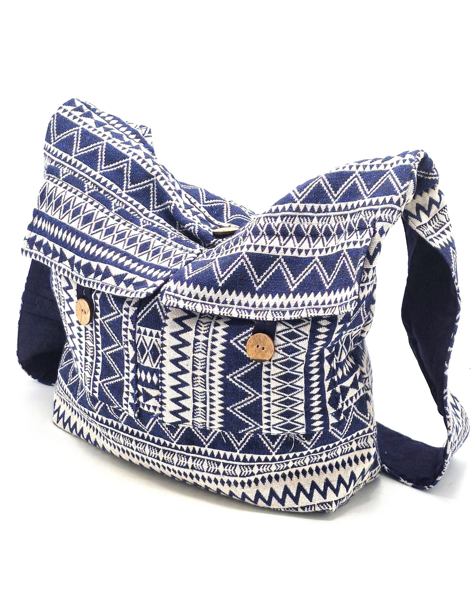 Trukado Fashion bags - Hobo bag Woven Fabric with Ethnic Pattern Denim blue