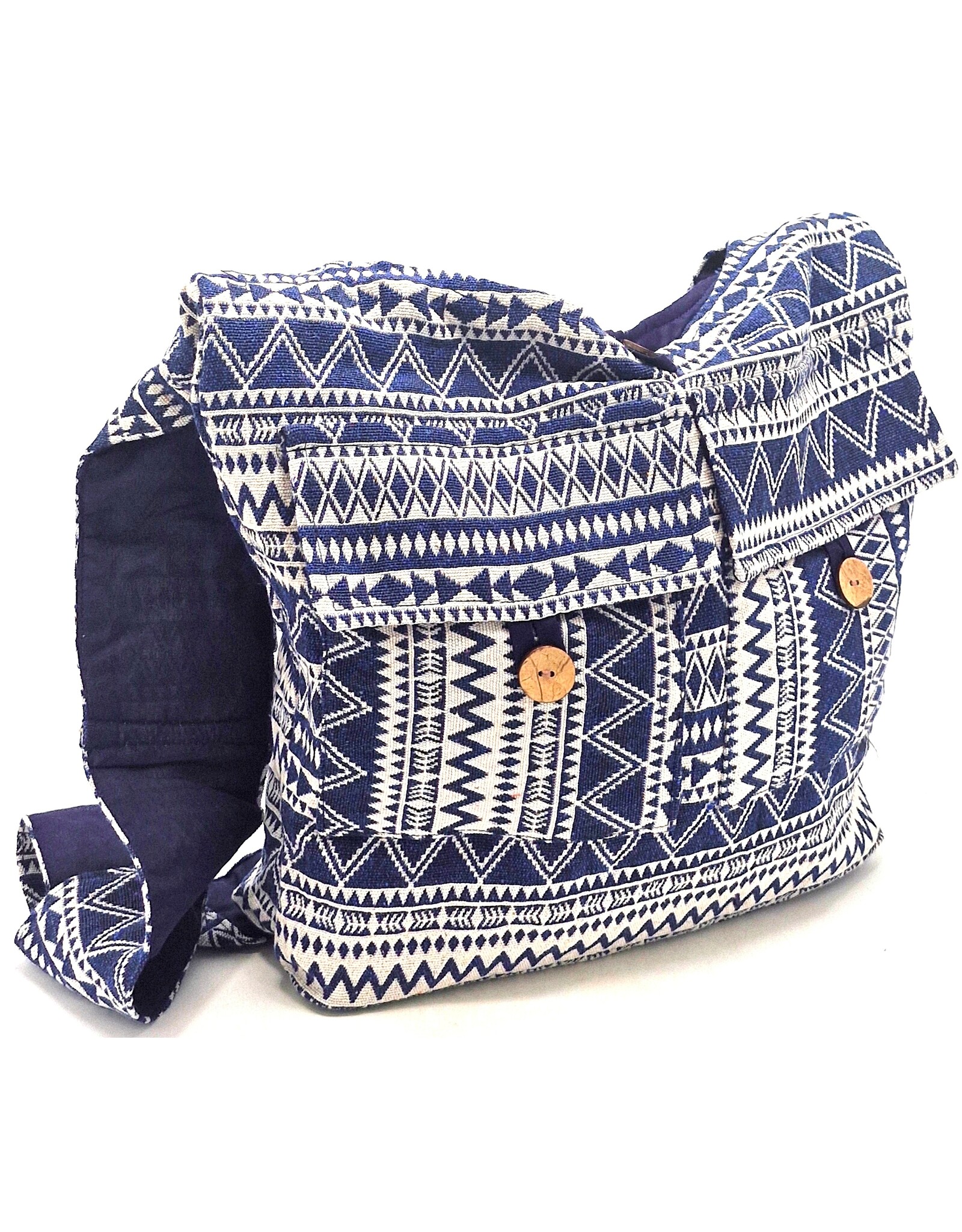 Trukado Fashion bags - Hobo bag Woven Fabric with Ethnic Pattern Denim blue