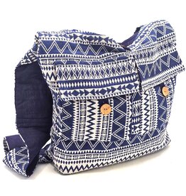 Trukado Hobo bag Woven Fabric with Ethnic Pattern Denim blue