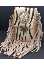 Trukado Leren Festivaltasjes, heuptassen en riemtassen - Koeienhuid Telefoontasje met Franjes en Vintage Haakje Zebraprint