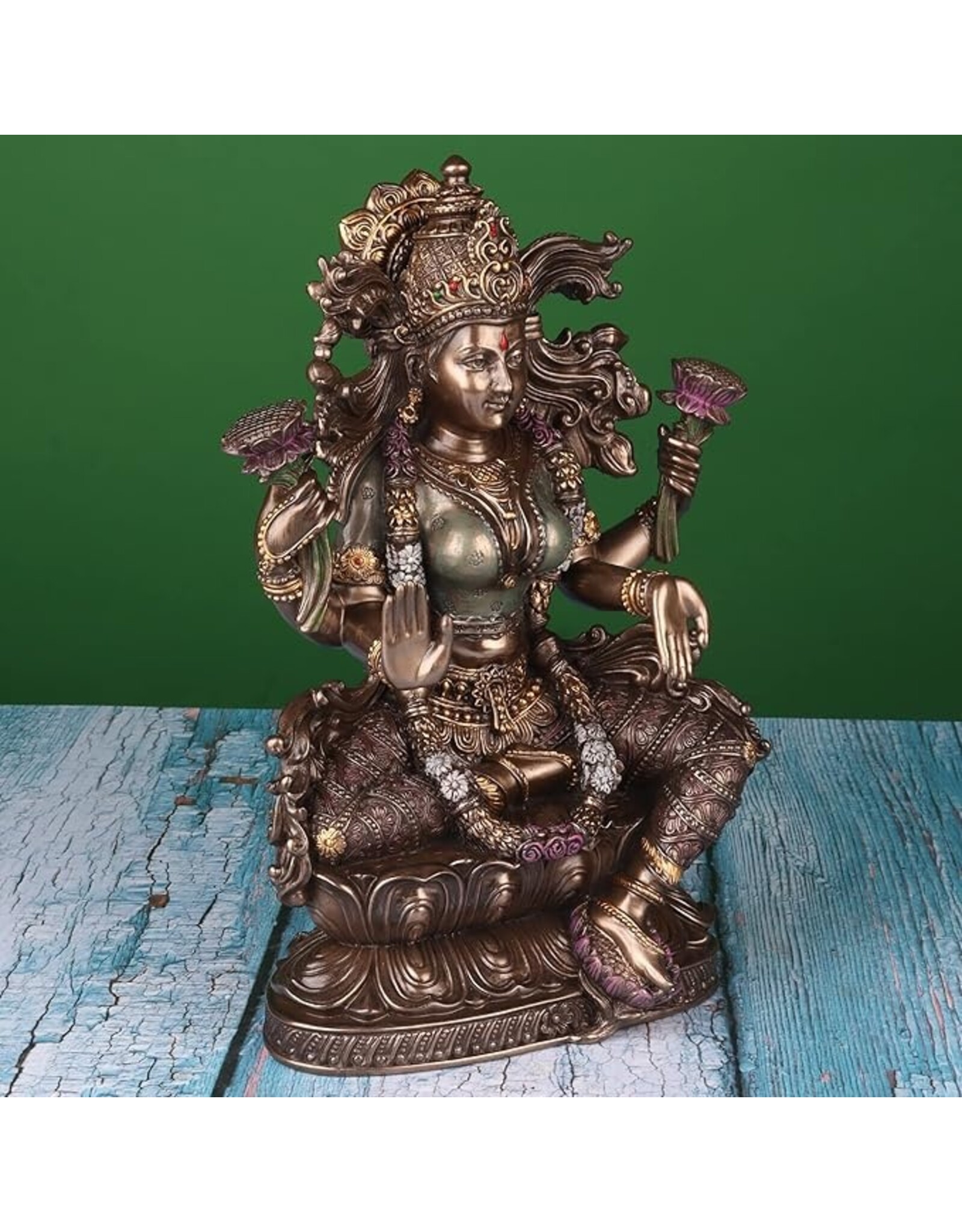 Veronese Design Giftware Figurines Collectables - Lakshmi Sittend on Lotus 23.5cm Veronese Design