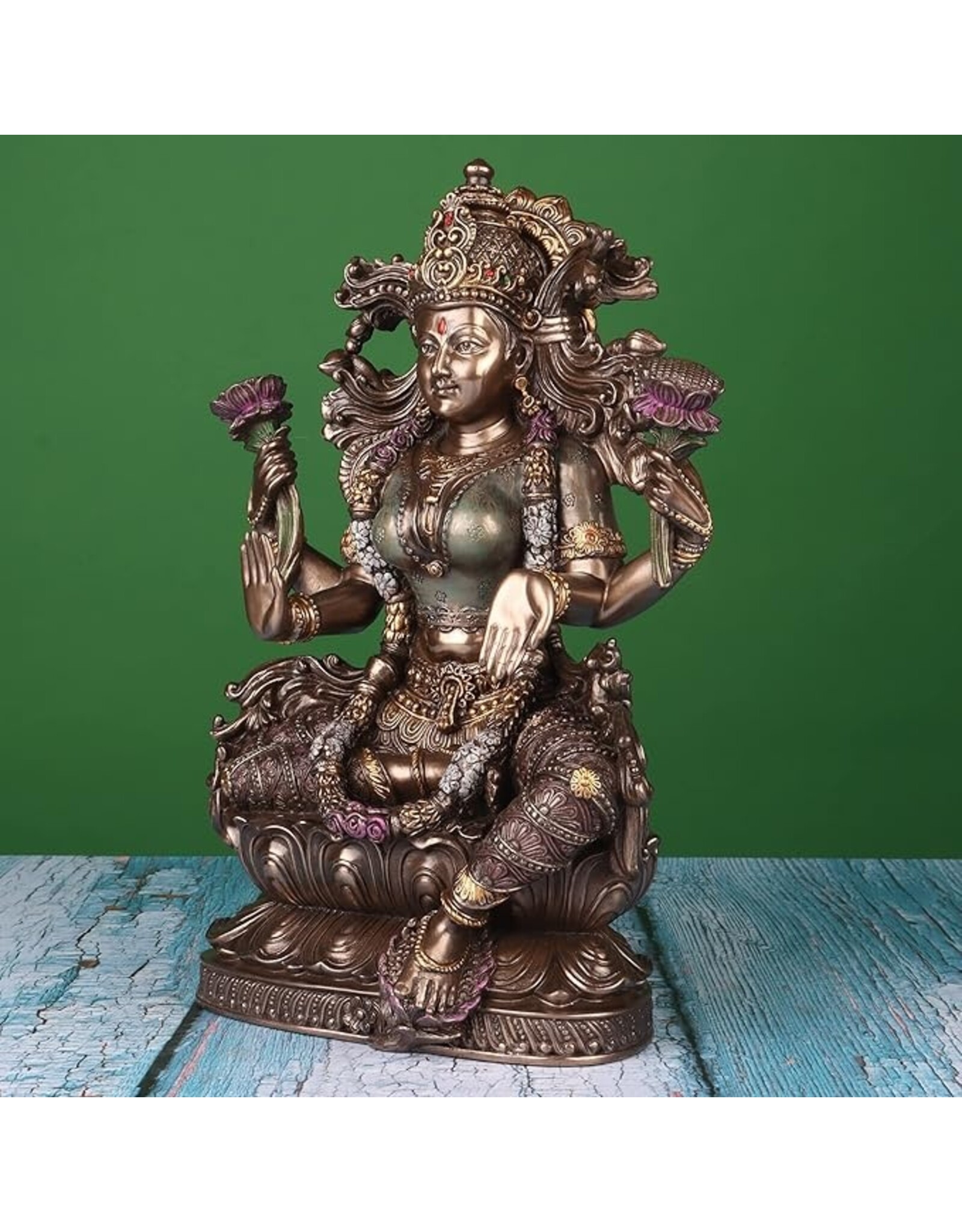 Veronese Design Giftware Beelden Collectables  - Lakshmi ittend op Lotus 23,5cm Veronese Design