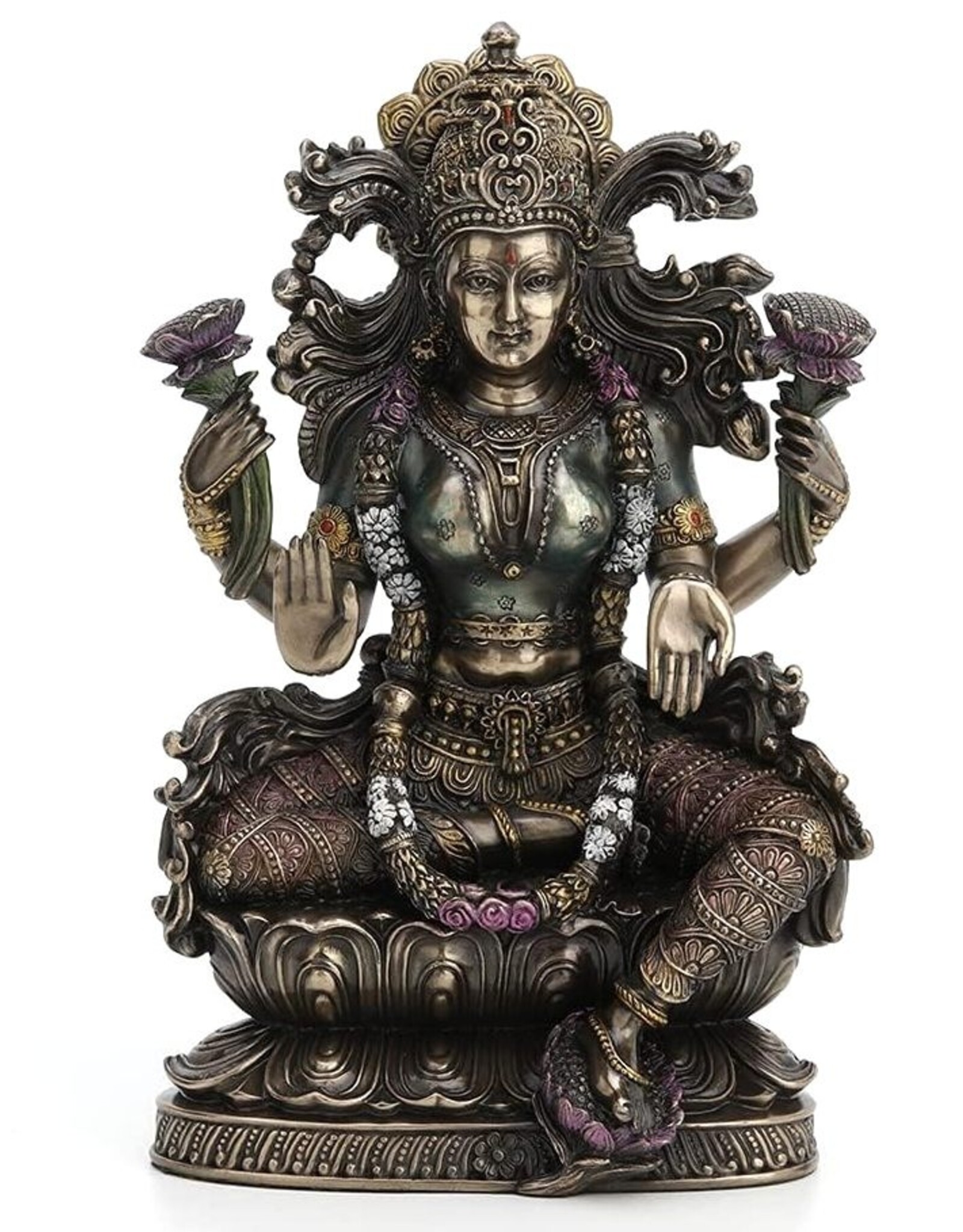 Veronese Design Giftware Figurines Collectables - Lakshmi Sittend on Lotus 23.5cm Veronese Design
