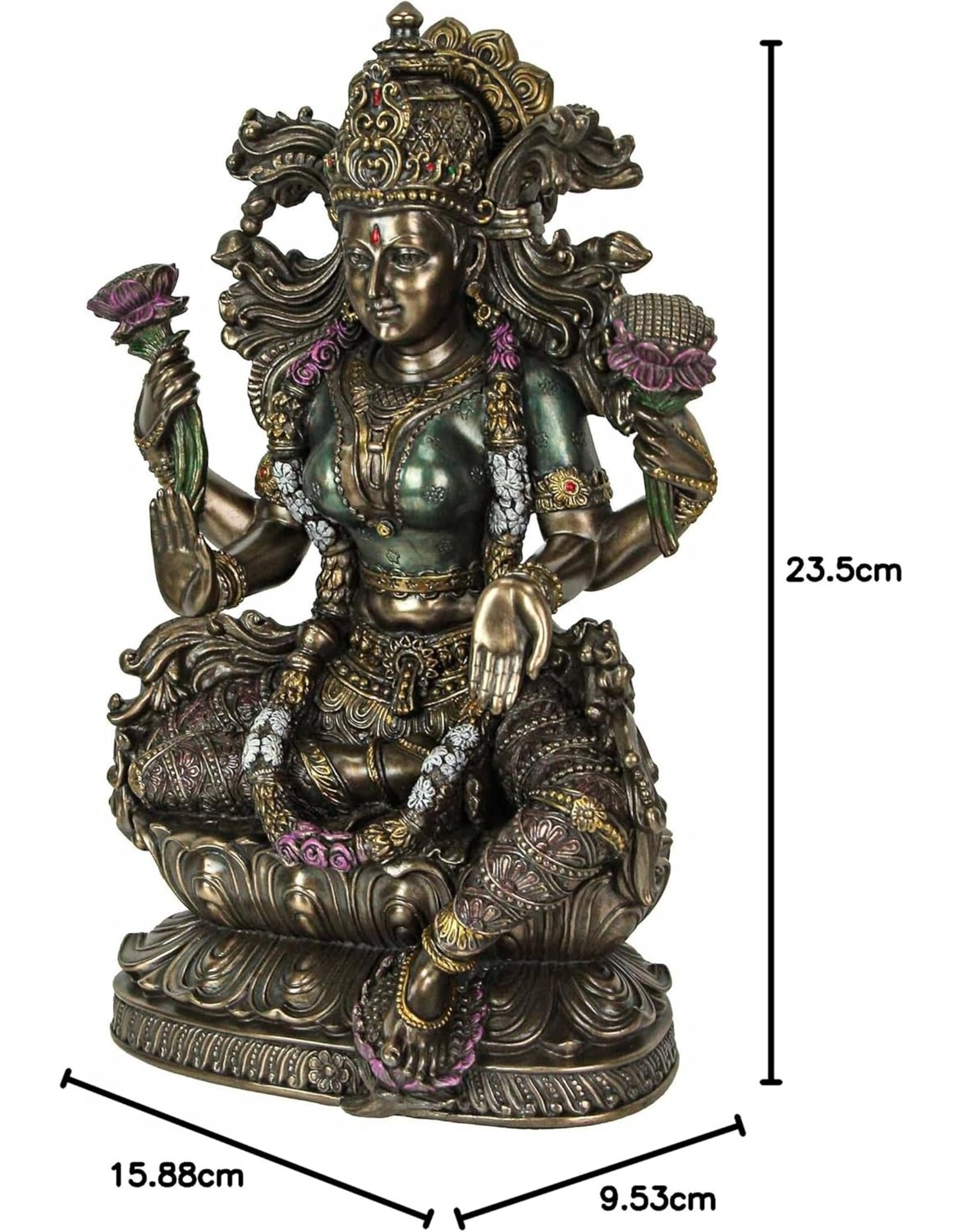 Veronese Design Giftware Figurines Collectables - Lakshmi Sittend on Lotus 23.5cm Veronese Design
