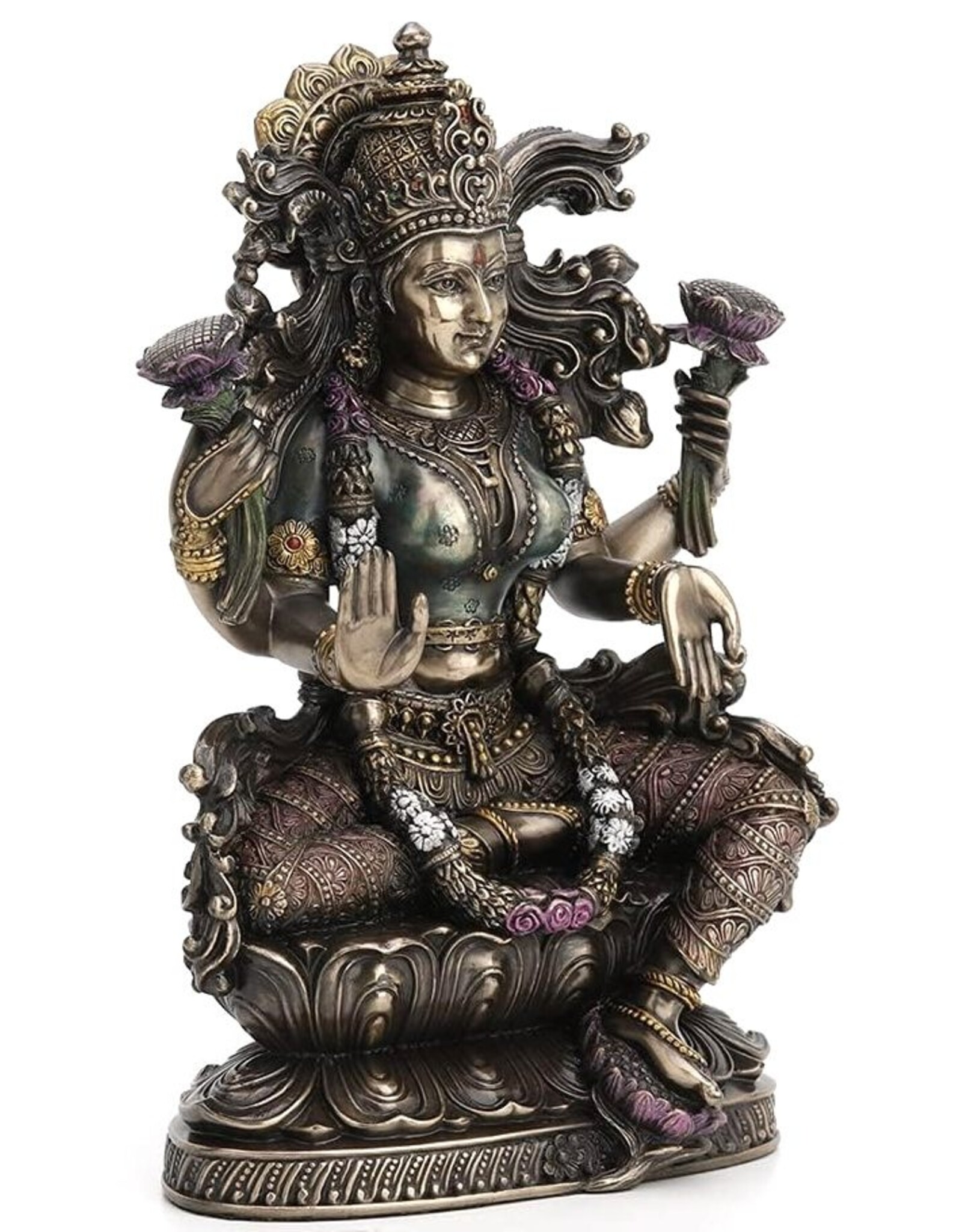 Veronese Design Giftware Beelden Collectables  - Lakshmi ittend op Lotus 23,5cm Veronese Design