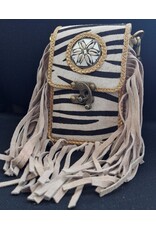 Trukado Leather Festival bags, waist bags and belt bags -  Cowhide phone pouch with fringes and a vintage hook in a zebra print