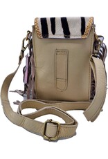 Trukado Leather Festival bags, waist bags and belt bags -  Cowhide phone pouch with fringes and a vintage hook in a zebra print