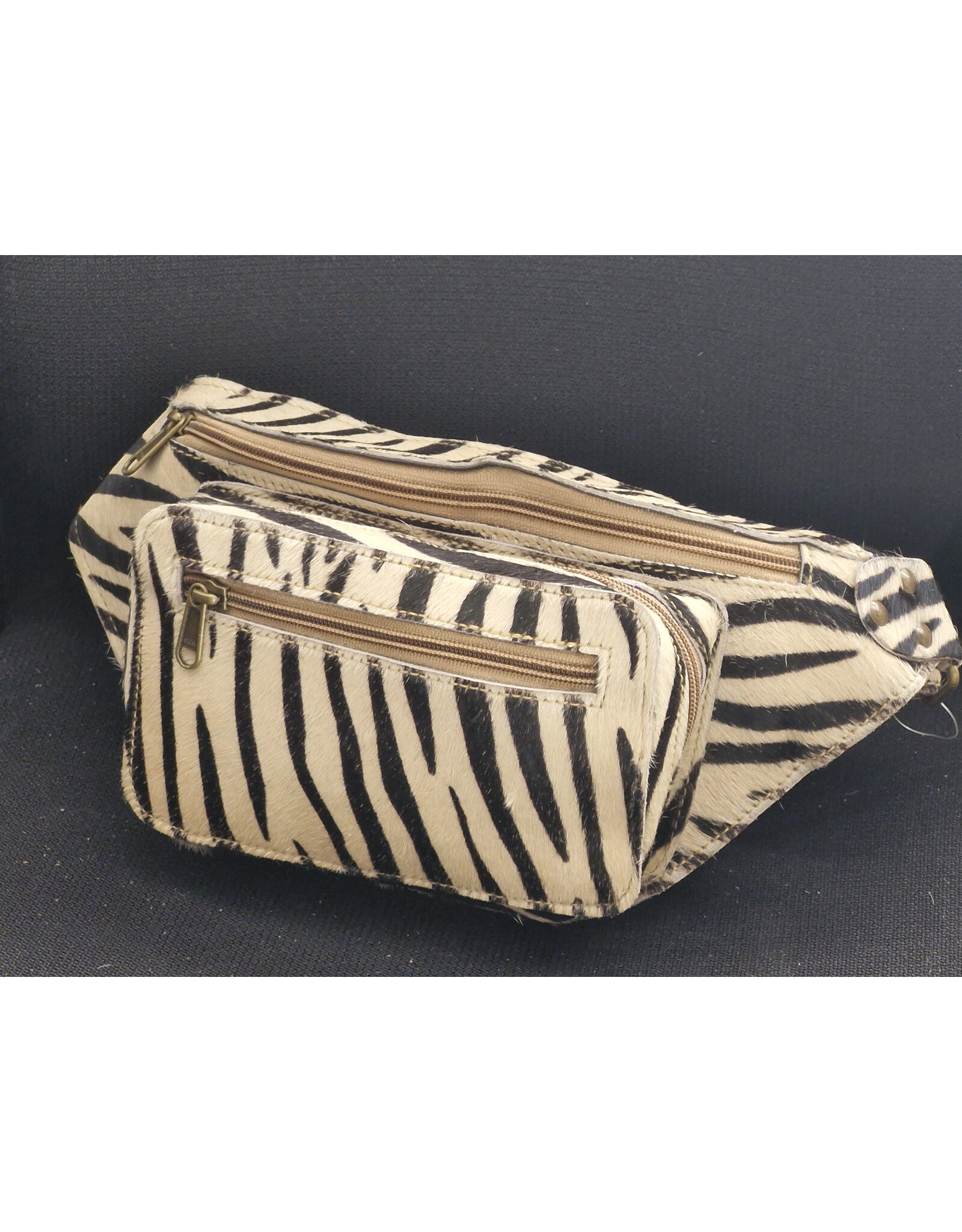 Trukado Leather Festival bags, waist bags and belt bags - Cowhide Waist Bag / Crossbody / Fanny Pack - Zebra print