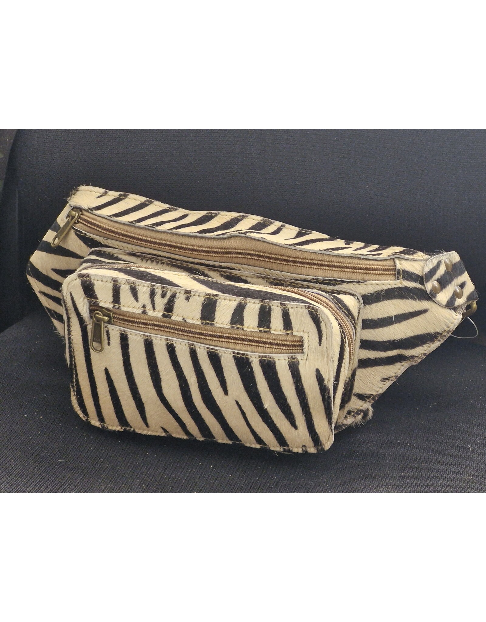 Trukado Leather Festival bags, waist bags and belt bags - Cowhide Waist Bag / Crossbody / Fanny Pack - Zebra print