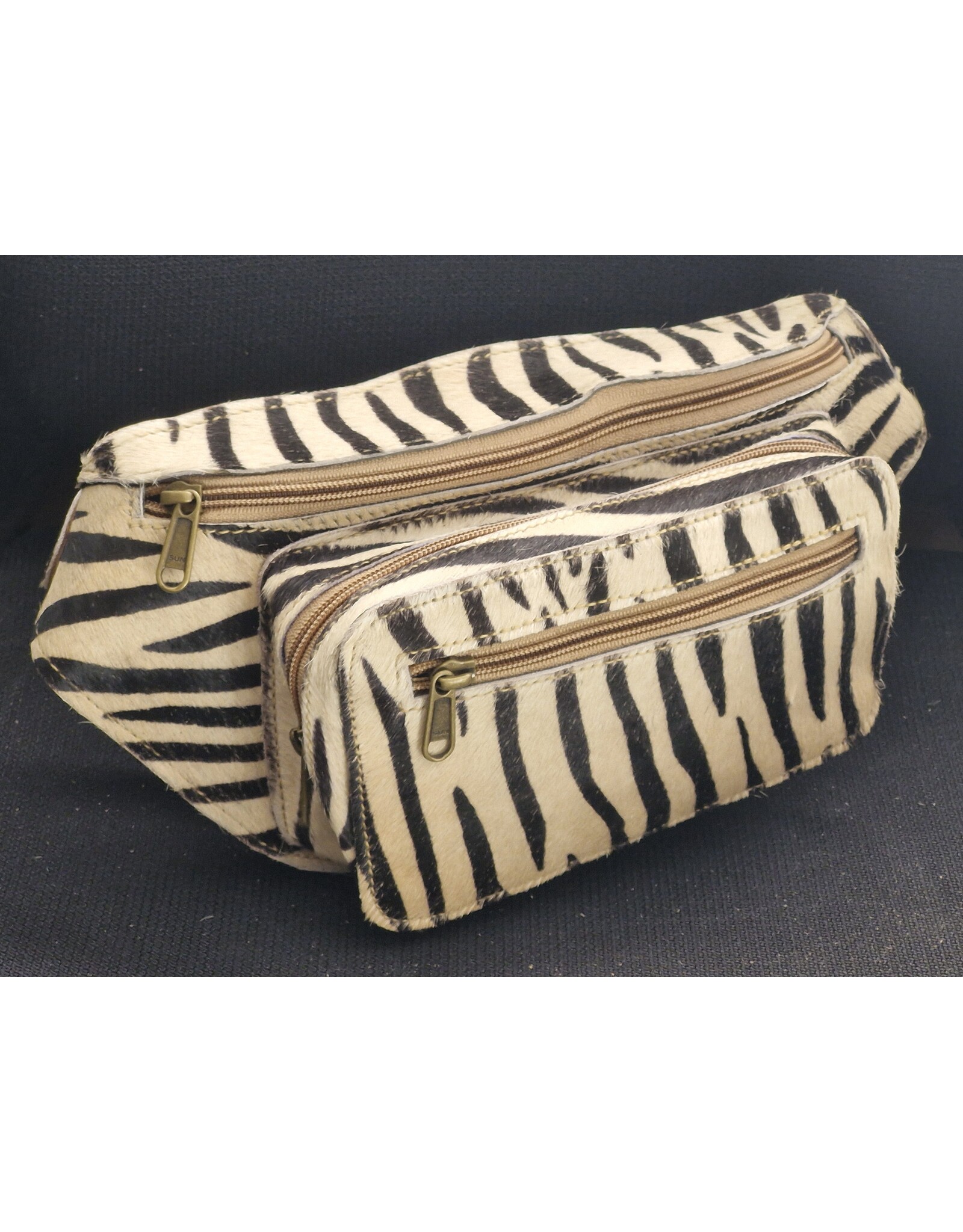 Trukado Leren Festivaltasjes, heuptassen en riemtassen - Koeienhuid Heuptas / Crossbody / Fanny pack - Zebra print