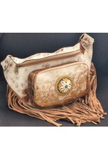 Trukado Leather Festival bags, waist bags and belt bags - Cowhide Waist Bag / Crossbody / Fanny Pack with Fringes, Light Brown