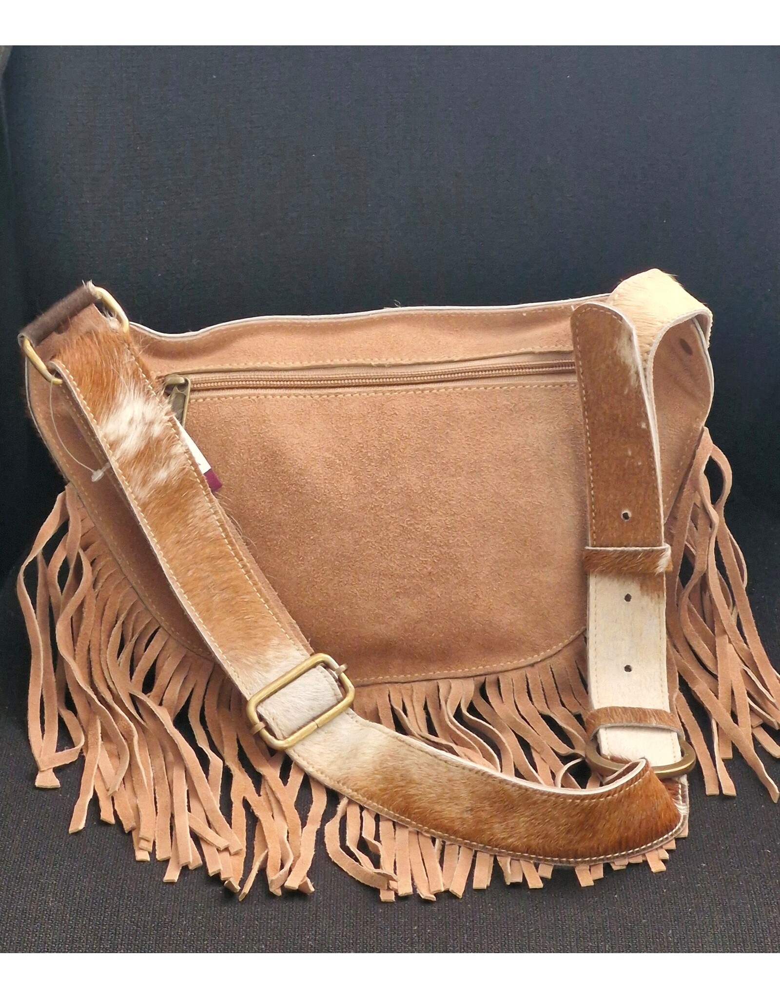 Trukado Leather Festival bags, waist bags and belt bags - Cowhide Waist Bag / Crossbody / Fanny Pack with Fringes, Light Brown