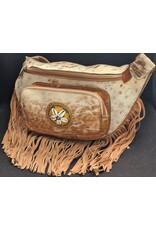 Trukado Leren Festivaltasjes, heuptassen en riemtassen - Koeienhuid Heuptas / Crossbody / Fanny pack met Franjes lichtbruin
