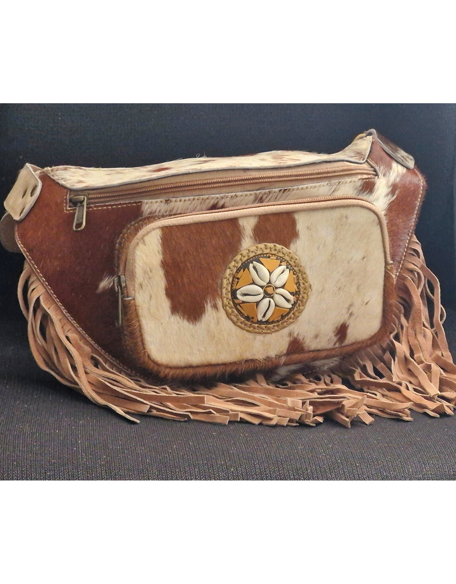 Trukado Leren Festivaltasjes, heuptassen en riemtassen - Koeienhuid Heuptas / Crossbody / Fanny pack met Franjes