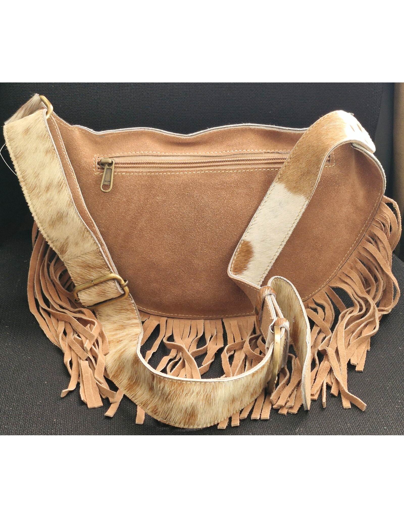 Trukado Leren Festivaltasjes, heuptassen en riemtassen - Koeienhuid Heuptas / Crossbody / Fanny pack met Franjes